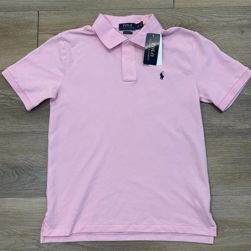 Ralph Lauren NWT The Iconic Mesh Polo Shirt Boys Large (14-16) Short Sleeve Pink